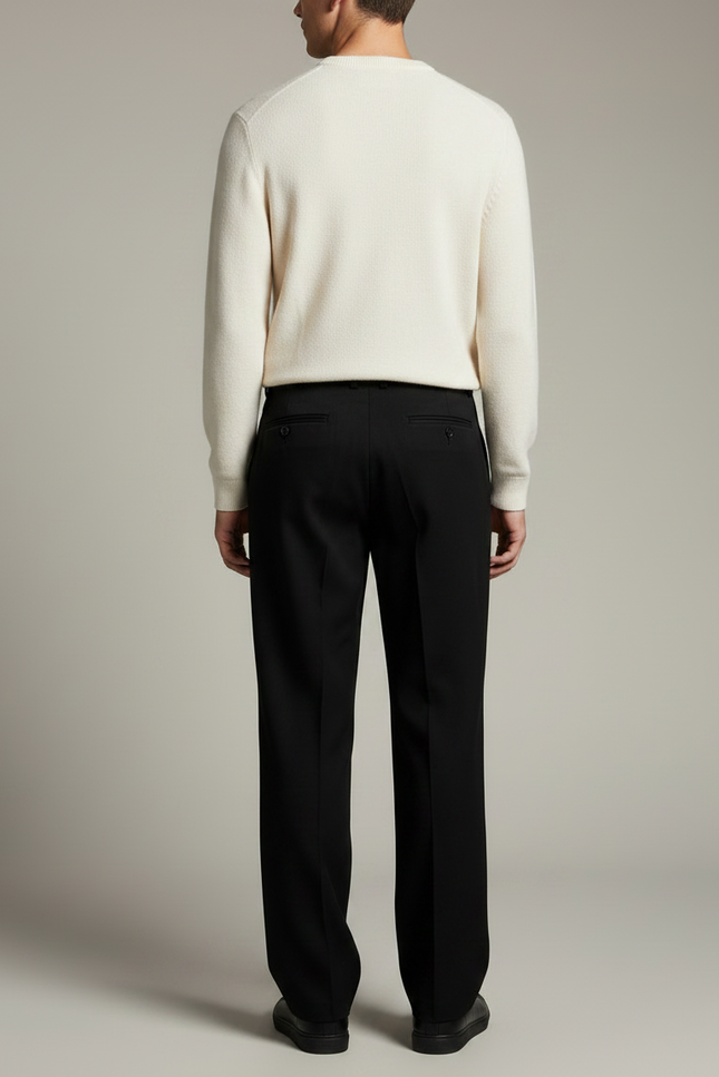 Pantalon Chino Noir Droit Homme Élégant Décontracté - Gabardine - vue 2