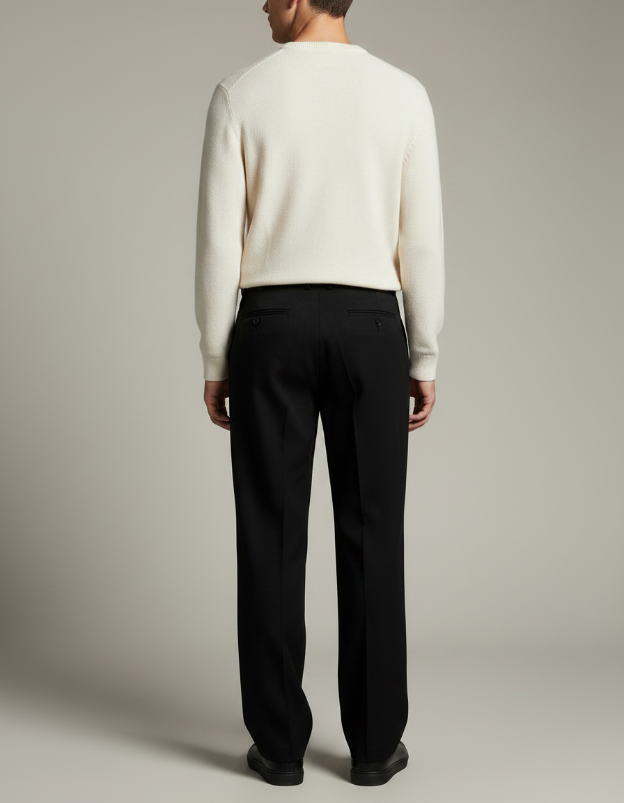 Pantalon Chino Noir Droit Homme Élégant Décontracté - Gabardine - vue 2