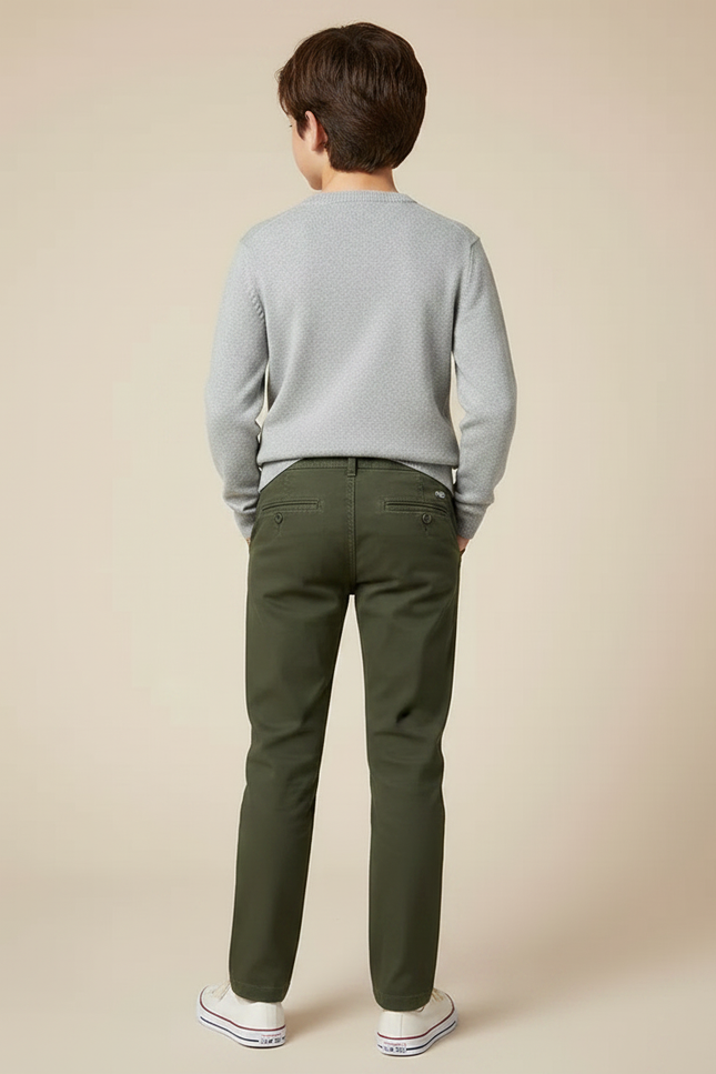 Pantalon Chino Olive - Kaki Gabardine - vue 2