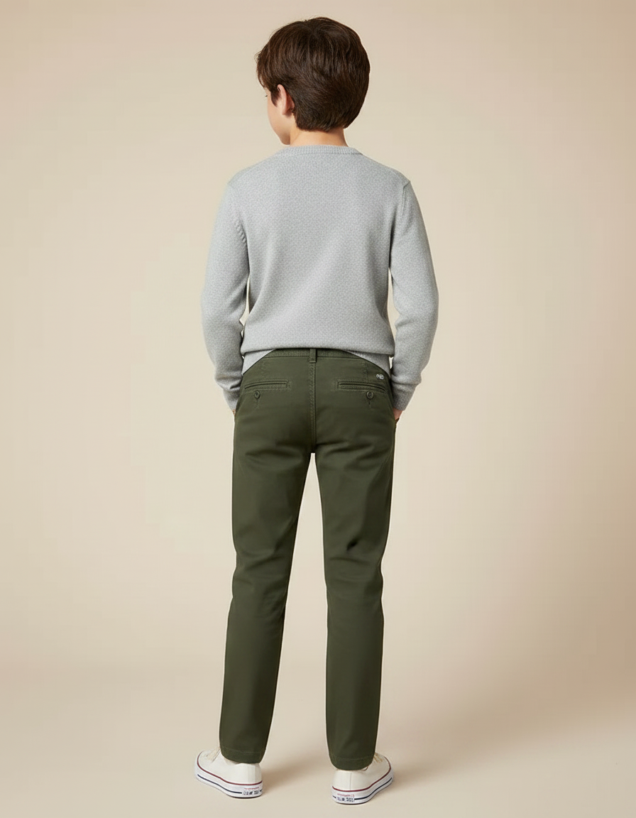 Pantalon Chino Olive - Kaki Gabardine - vue 2