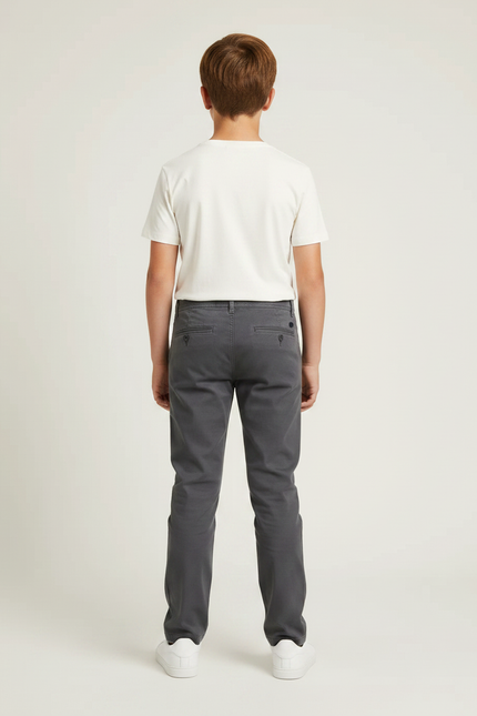 Pantalon Chino Gris Coton Décontracté Enfant - vue 2