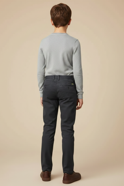 Pantalon Chino Gris Anthracite Coton Slim Garçon - vue 2