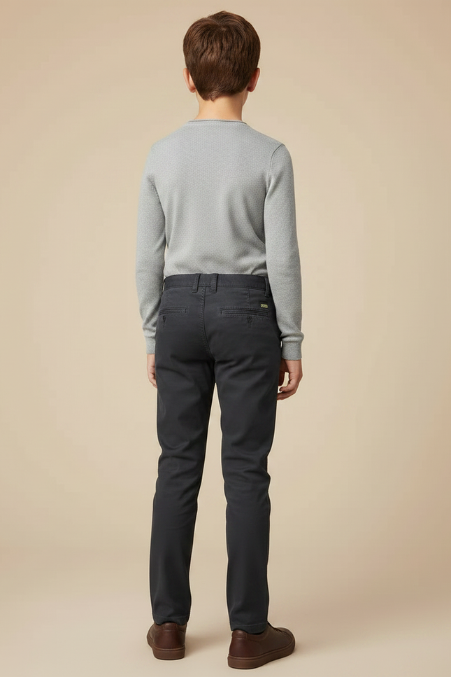 Pantalon Chino Gris Anthracite Coton Slim Garçon - vue 2