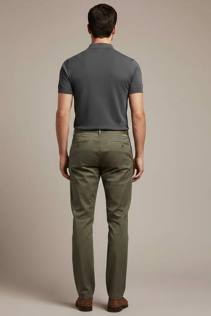 Pantalon Chino Vert Kaki - Gabardine - vue 2