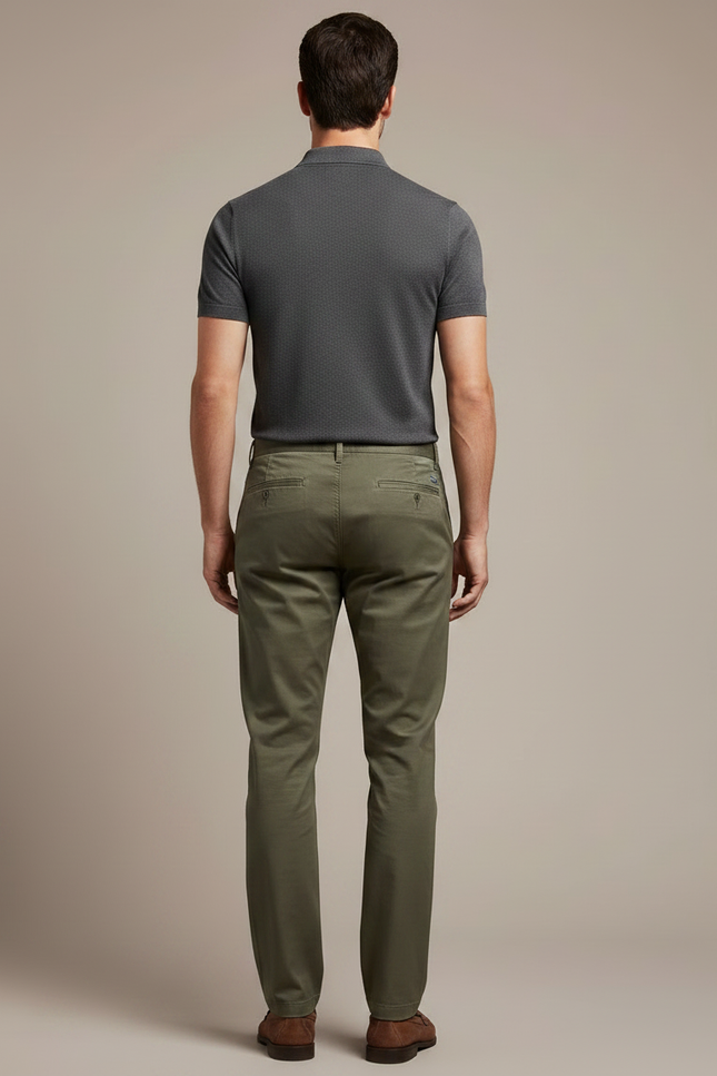 Pantalon Chino Vert Kaki - Gabardine - vue 2