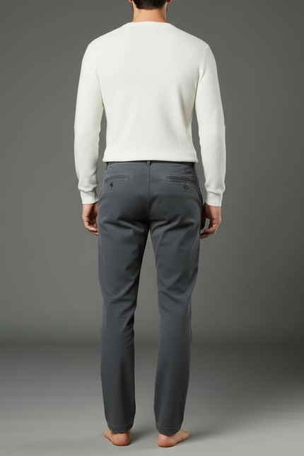 Pantalon Chino Gris Homme Coupe Droite Décontracté - Coton - vue 2