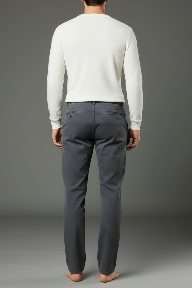 Pantalon Chino Gris Homme Coupe Droite Décontracté - Coton - vue 2