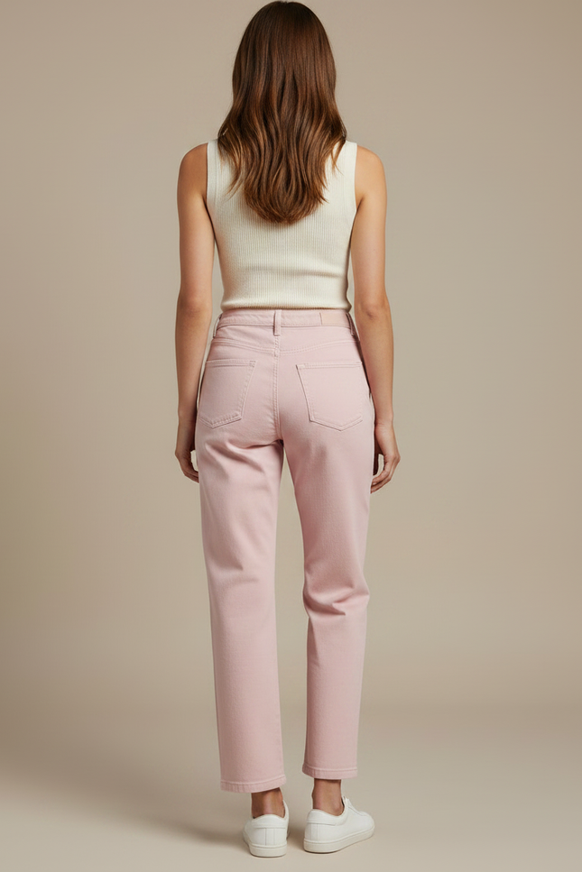 Pantalon Chino Rose Droit Taille Haute Décontracté - Jean - vue 2