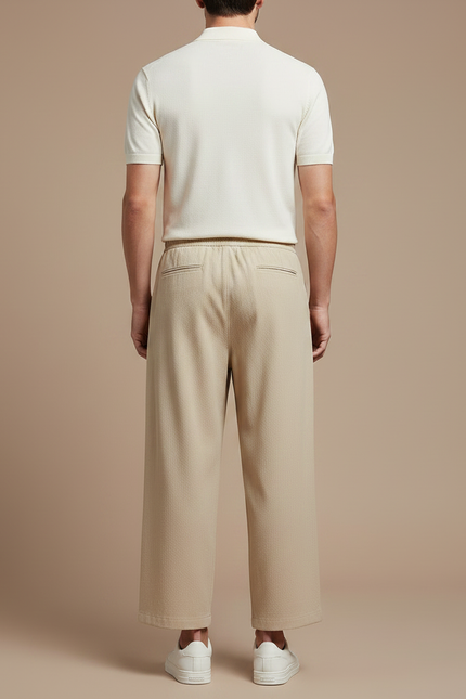 Pantalon Chino Beige Ample Coton Léger Décontracté - vue 2