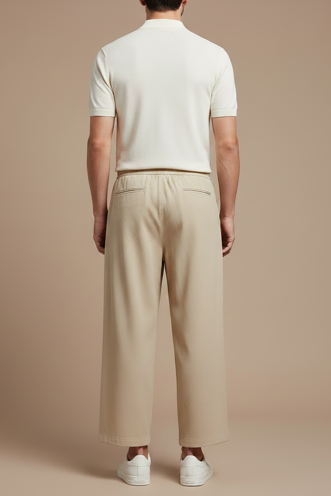 Pantalon Chino Beige Ample Coton Léger Décontracté - vue 2