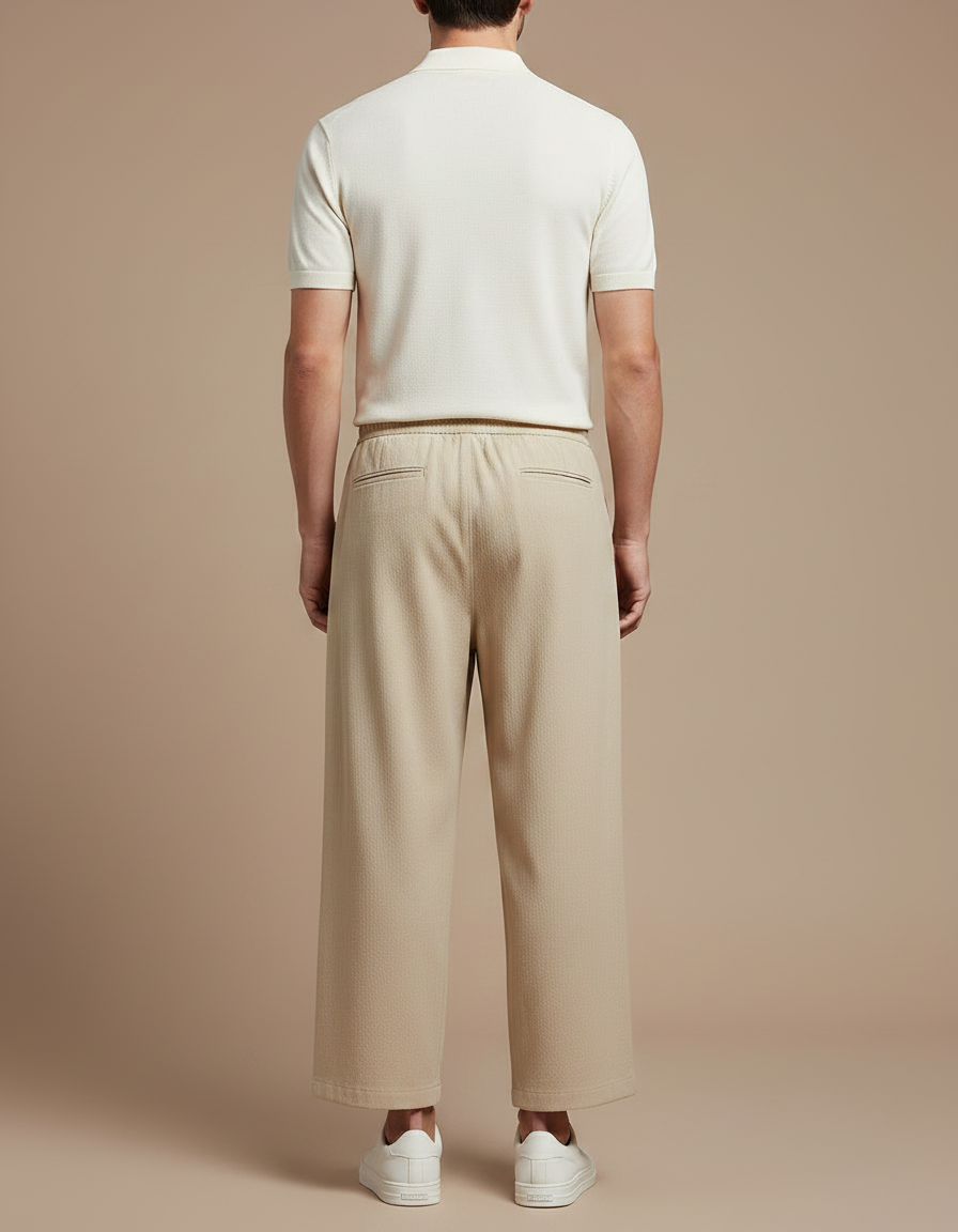 Pantalon Chino Beige Ample Coton Léger Décontracté - vue 2