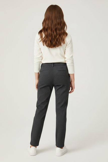 Pantalon Chino Gris Fille Coupe Droite Décontracté - Coton - vue 2