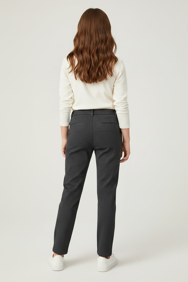 Pantalon Chino Gris Fille Coupe Droite Décontracté - Coton - vue 2