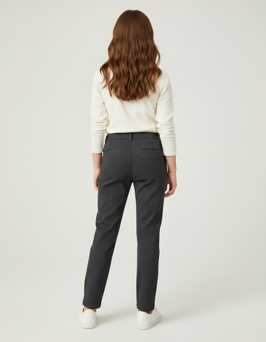 Pantalon Chino Gris Fille Coupe Droite Décontracté - Coton - vue 2