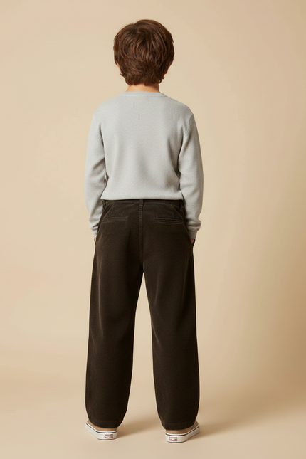 Pantalon Chino Marron Côtelé Ample Garçon Décontracté - Cordé - vue 2