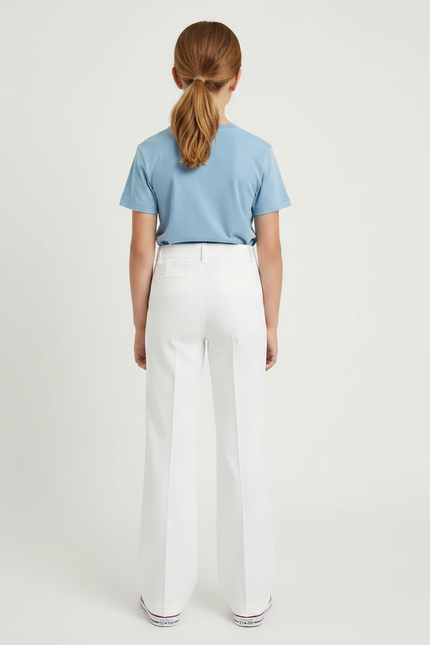 Pantalon Chino Blanc Évasé Taille Haute Élégant - Gabardine - vue 2