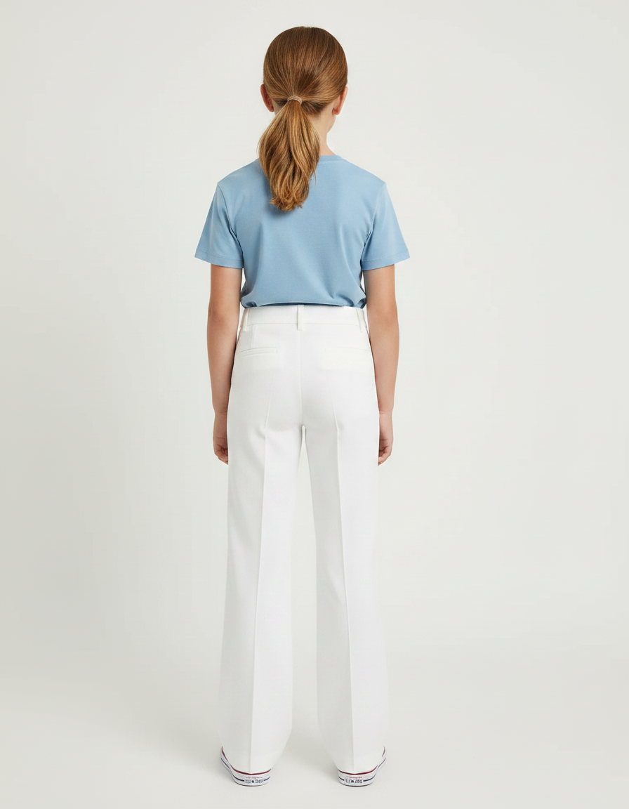 Pantalon Chino Blanc Évasé Taille Haute Élégant - Gabardine - vue 2
