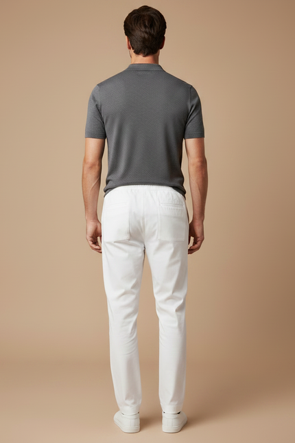 Pantalon Chino Blanc Cordon Décontracté Léger Homme - Coton - vue 2