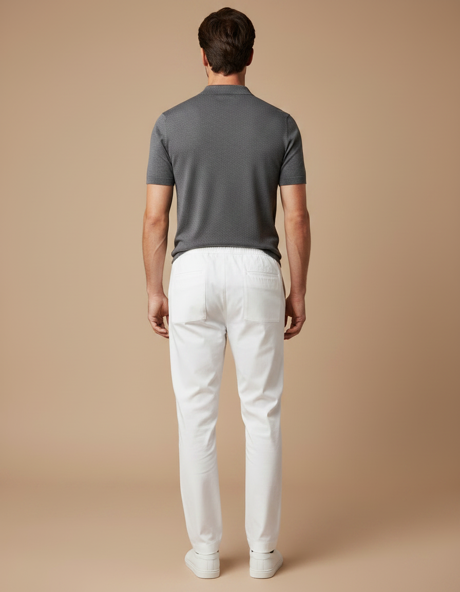 Pantalon Chino Blanc Cordon Décontracté Léger Homme - Coton - vue 2