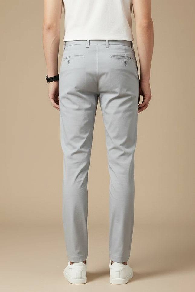 Pantalon Chino Gris Clair Droit Décontracté Homme - Polyester - vue 2