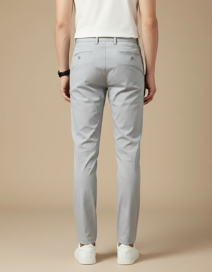 Pantalon Chino Gris Clair Droit Décontracté Homme - Polyester - vue 2