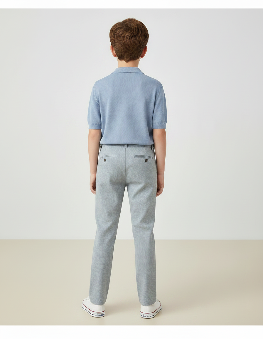 Pantalon Chino Gris Clair Droit Garçon Décontracté - Polyester - vue 2
