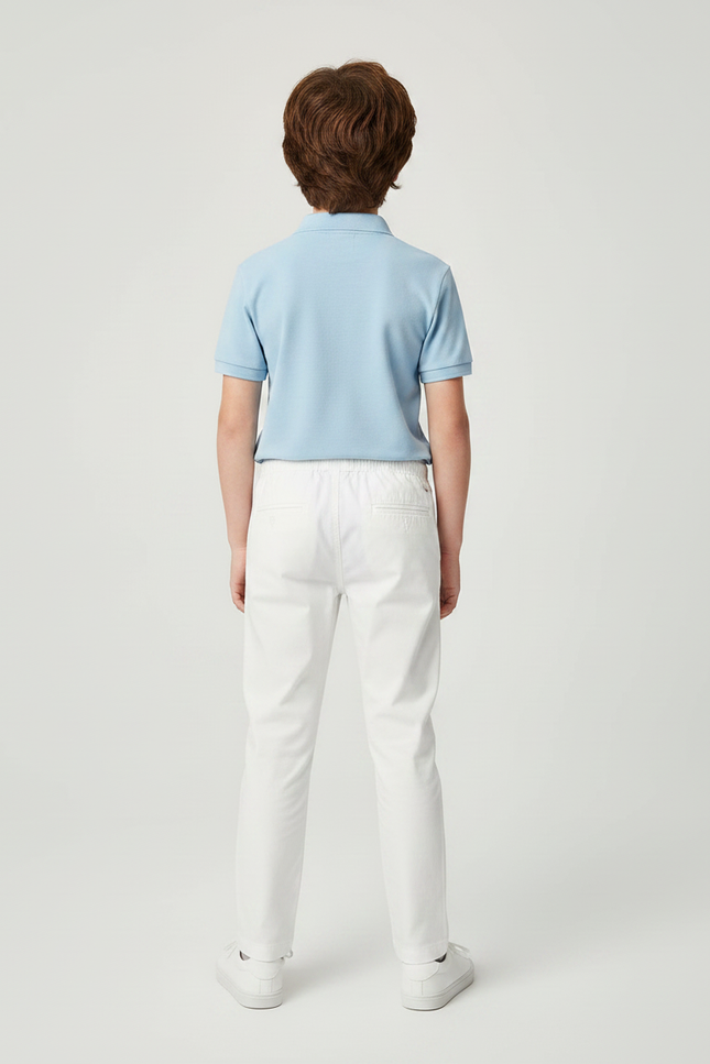 Pantalon Chino Blanc Coton Garçon Décontracté Cordon - vue 2