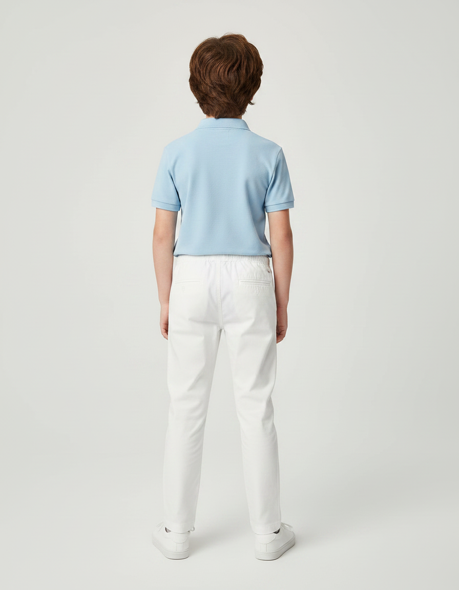 Pantalon Chino Blanc Coton Garçon Décontracté Cordon - vue 2