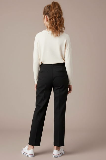 Pantalon Chino Noir Coupe Droite Élégant Enfant - Gabardine - vue 2