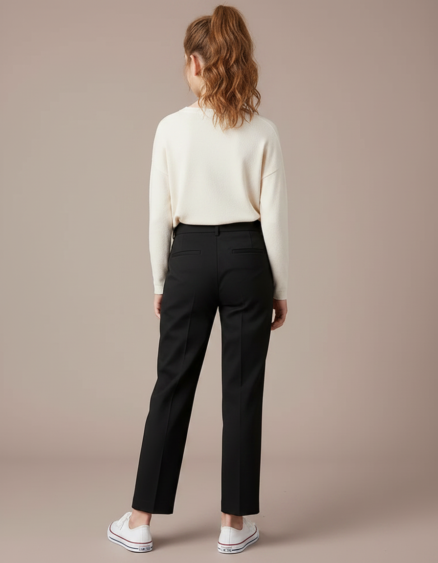 Pantalon Chino Noir Coupe Droite Élégant Enfant - Gabardine - vue 2