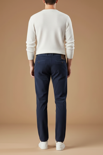 Pantalon Chino Bleu Marine Côtelé Droit Cordon Homme - Cordé - vue 2