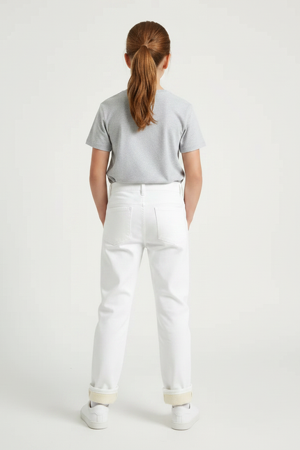 Pantalon Chino Blanc Droit Doublé Polaire Enfant - Coton - vue 2