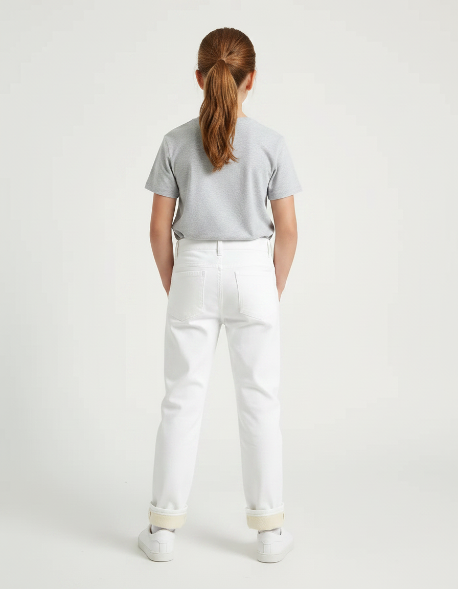Pantalon Chino Blanc Droit Doublé Polaire Enfant - Coton - vue 2