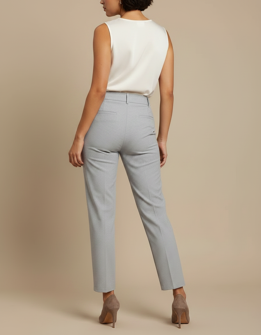 Pantalon Chino Gris Slim Élégant Femme - Polyester - vue 2