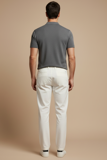 Pantalon Chino Blanc Cordon Coton Décontracté Homme - vue 2