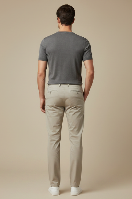 Pantalon Chino Beige Slim Coton Homme Élégant - vue 2