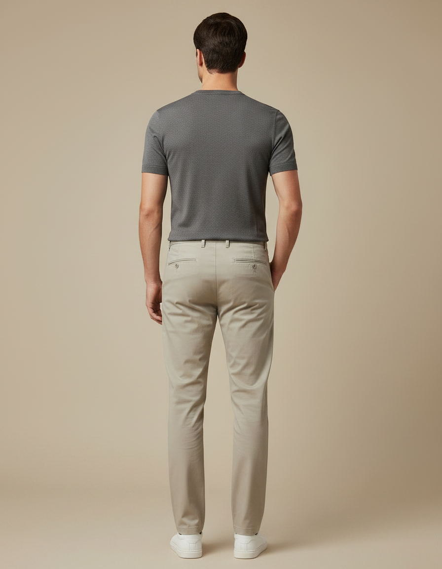 Pantalon Chino Beige Slim Coton Homme Élégant - vue 2