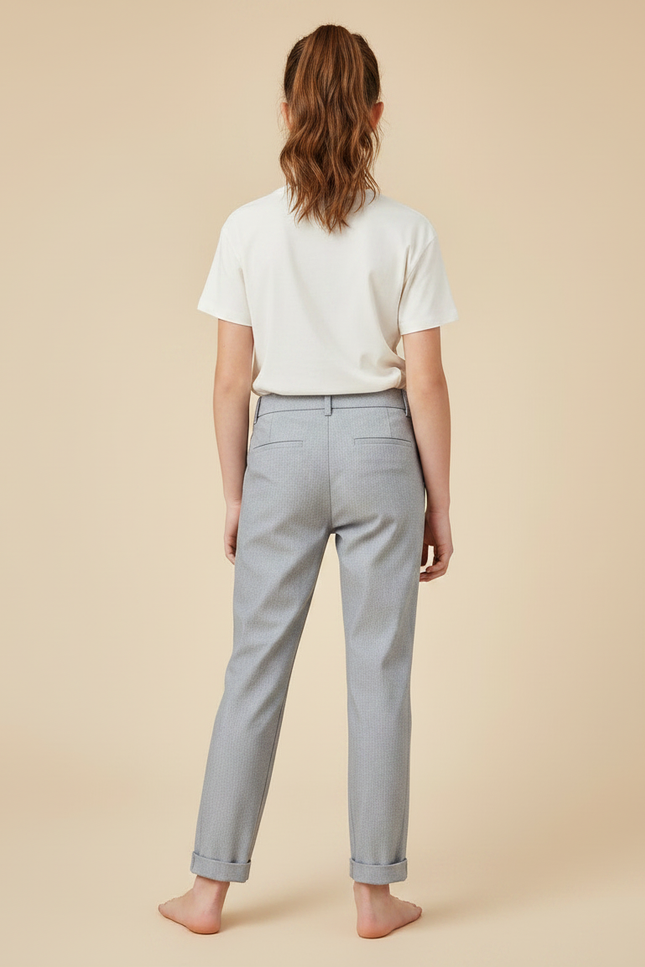 Pantalon Chino Gris Coton Droit Confortable Fille - vue 2