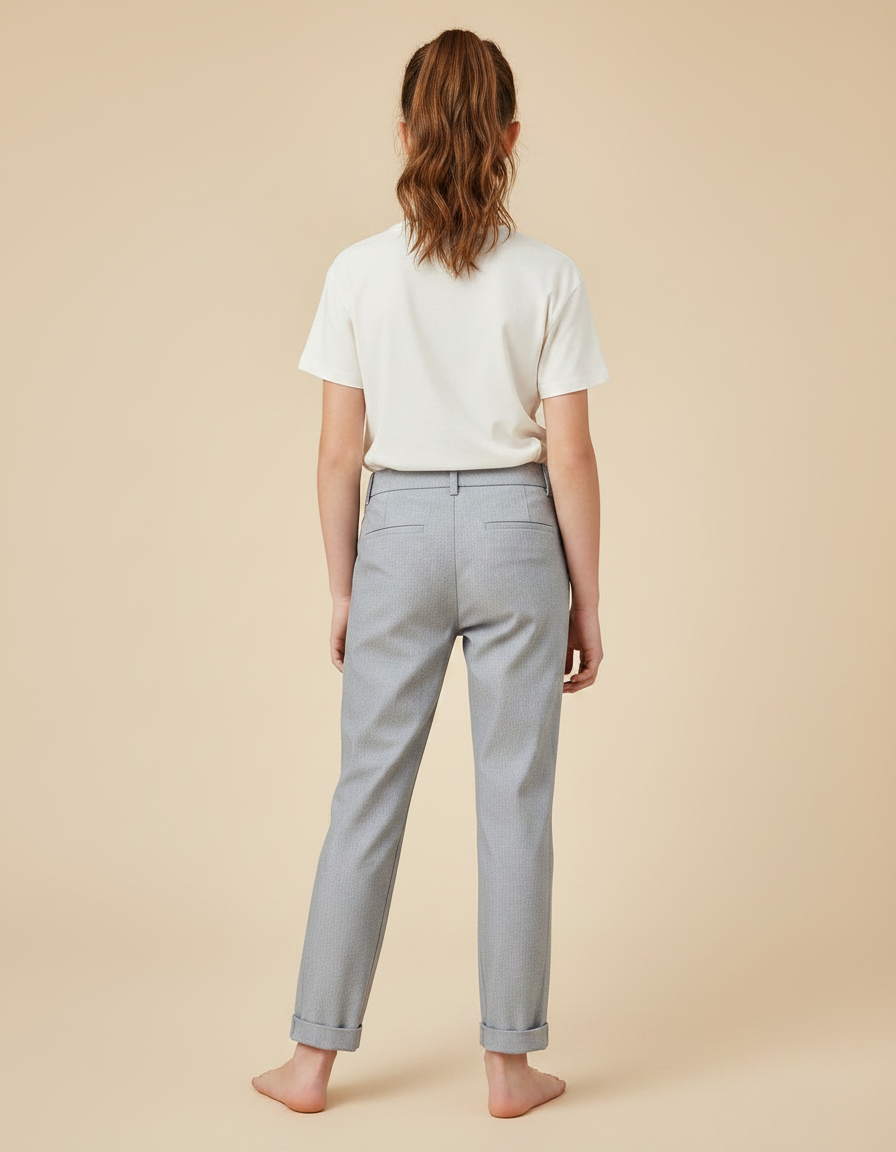 Pantalon Chino Gris Coton Droit Confortable Fille - vue 2