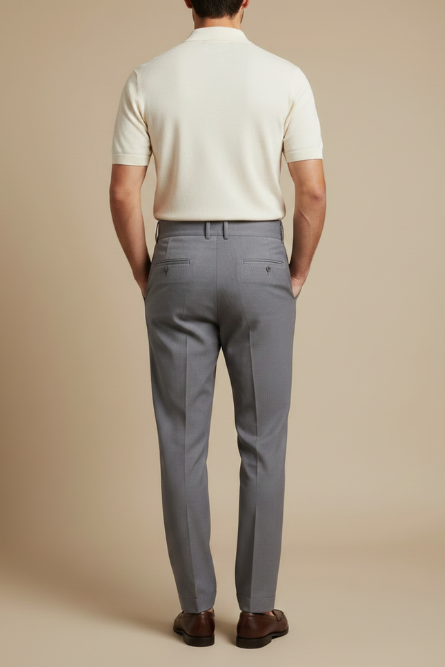 Pantalon Chino Gris Plissé Élégant Homme - Gabardine - vue 2
