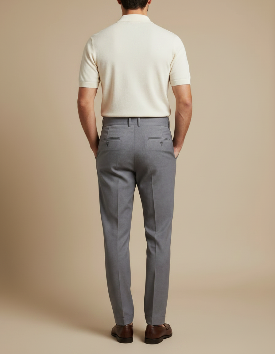 Pantalon Chino Gris Plissé Élégant Homme - Gabardine - vue 2