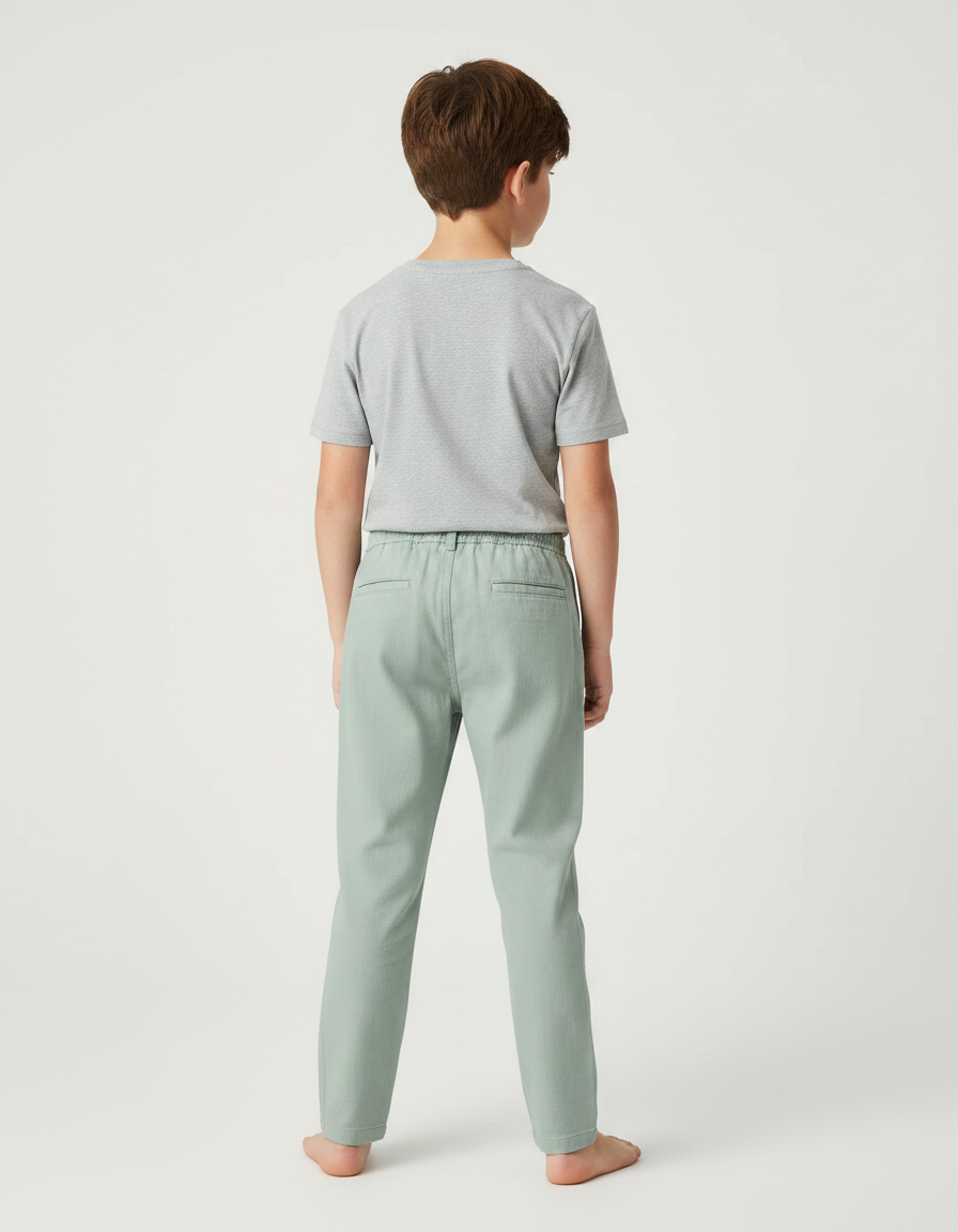 Pantalon Chino Vert Garcon - Gabardine - vue 2