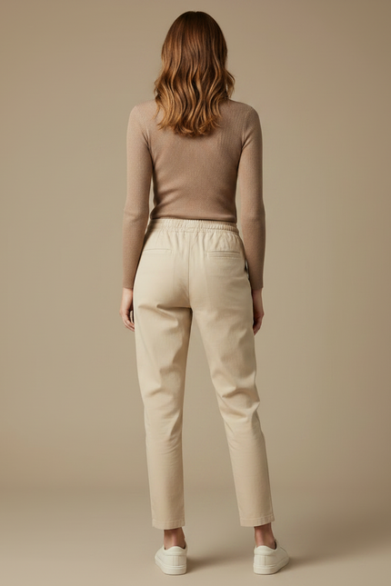 Pantalon Chino Beige Coton Décontracté Coupe Droite - Gabardine - vue 2