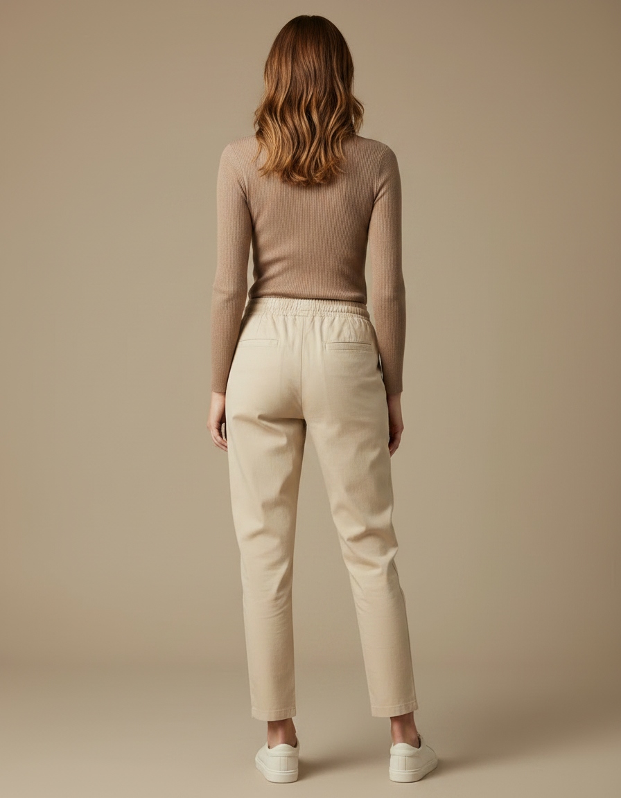Pantalon Chino Beige Coton Décontracté Coupe Droite - Gabardine - vue 2