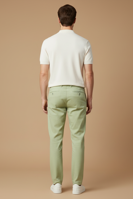 Pantalon Chino Vert D'eau Homme - Coton - vue 2