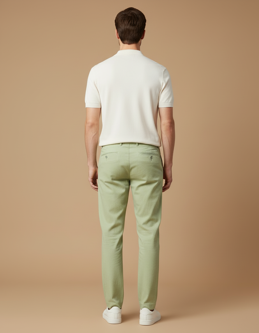 Pantalon Chino Vert D'eau Homme - Coton - vue 2