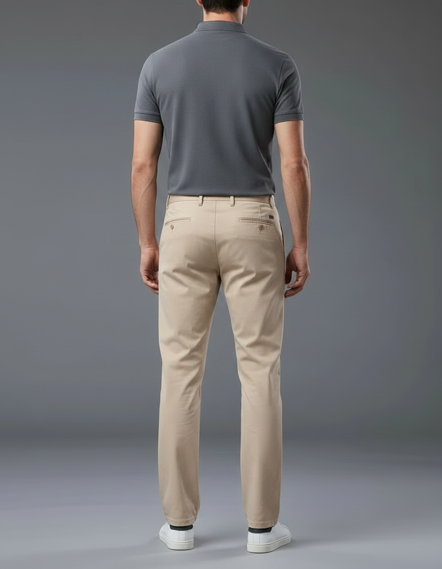 Pantalon Chino Homme Elasthane - Beige Coton - vue 2
