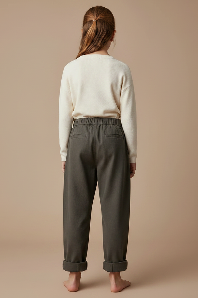 Pantalon Chino Kaki Ample Coton Élastique Enfant - vue 2