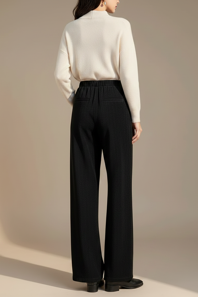 Pantalon Chino Femme Noir Large Velours Côtelé - Cordé - vue 2