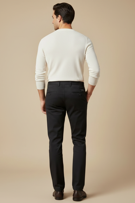 Pantalon Chino Noir Slim Classique Confortable Homme - Coton - vue 2